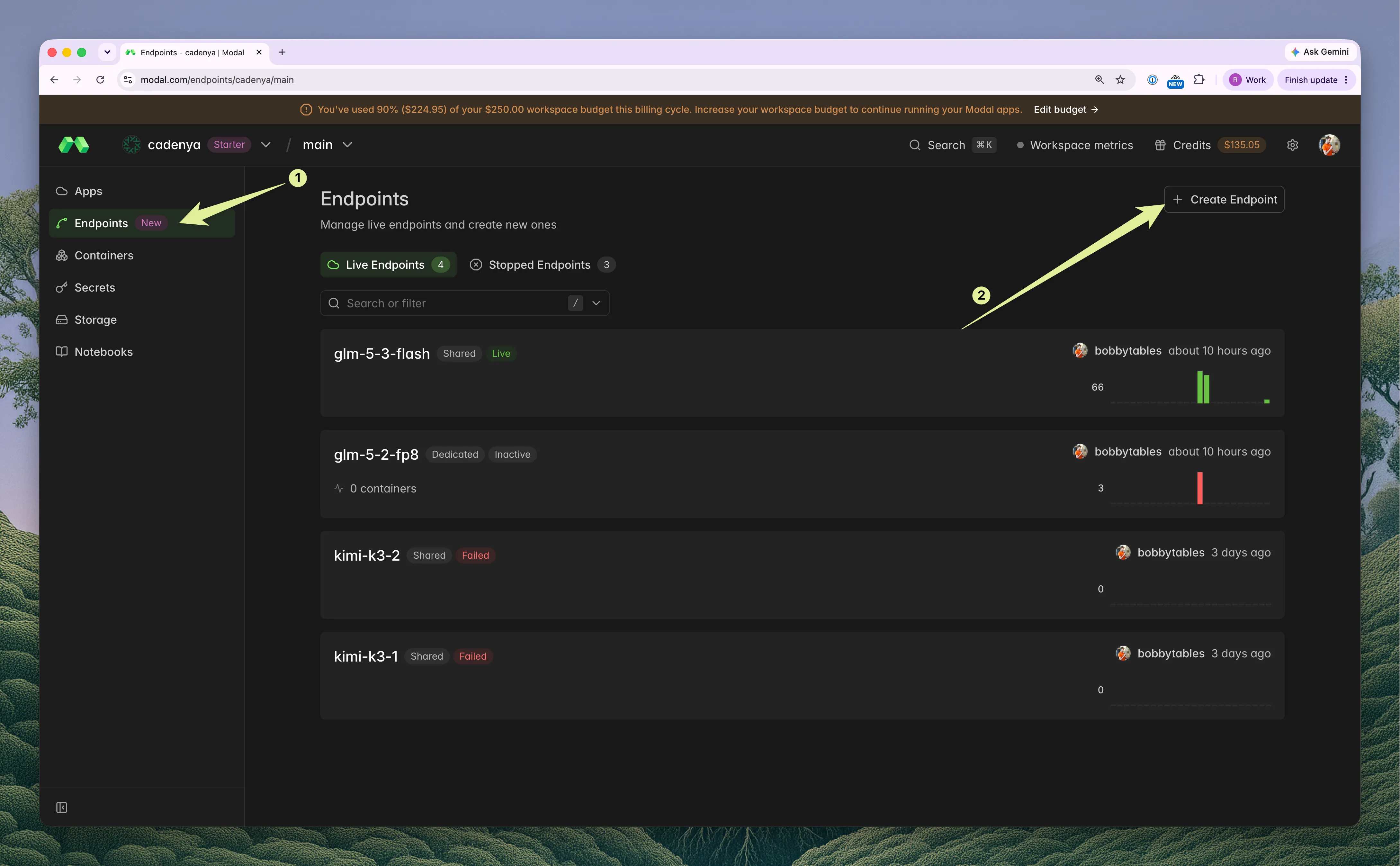 Creating an endpoint in Modal